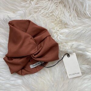 Phil & Phae Ribbed Twist Headband style UV bonnet - Rust Brown